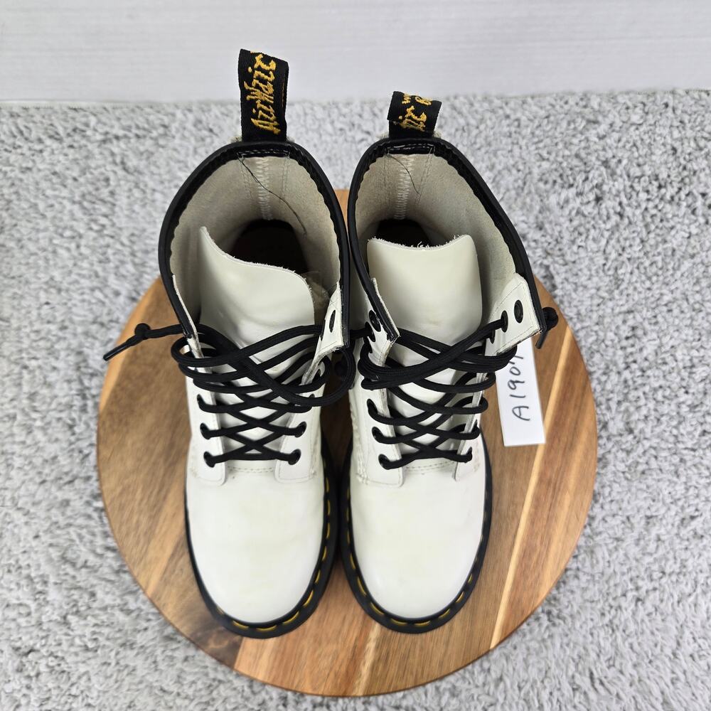 Dr. Martens Womens 6 1460 Smooth Leather White Lace Up Casual Y2K Combat Boots - Picture 5 of 13
